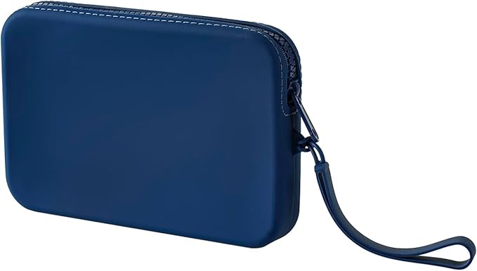 WHHJM Large Silicone Multifunctional Essential Bag Portable Travel Makeup Bag for Women Men Cards Cash Bag Zipper Pouch (Blue)