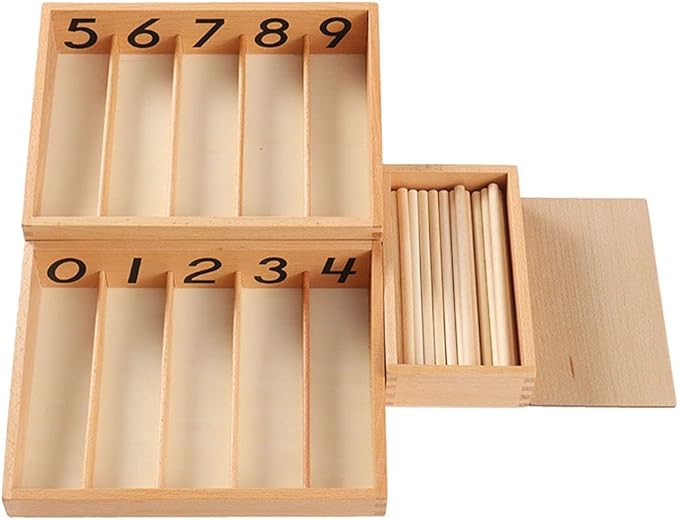Kghios Montessori Spindle Box with 45 Spindles Montessori Math Toys Material for Toddlers Kids 3 Years Old