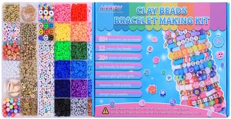 Clay Beads Bracelet Making Kit, 6500 Pieces, 24 Colors, Preppy Beads with Charms, DIY Jewelry Crafts for Kids 6-13