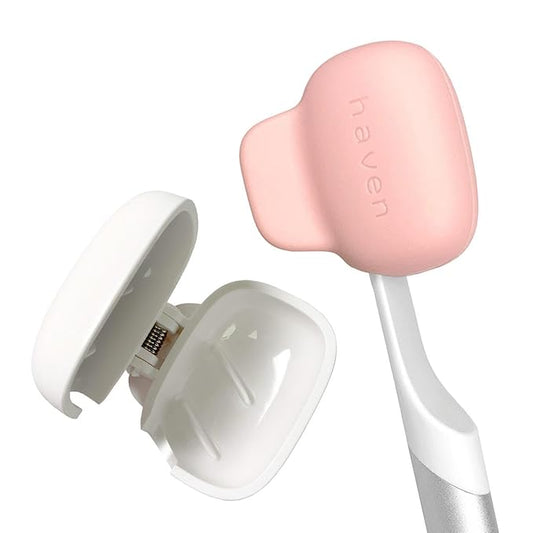 Haven Toothbrush Cover - Fits Electronic and Manual Toothbrushes - Toothbrush Case Holder for Travel - Set of Two Tooth Brush Cap Protectors (White and Coral)
