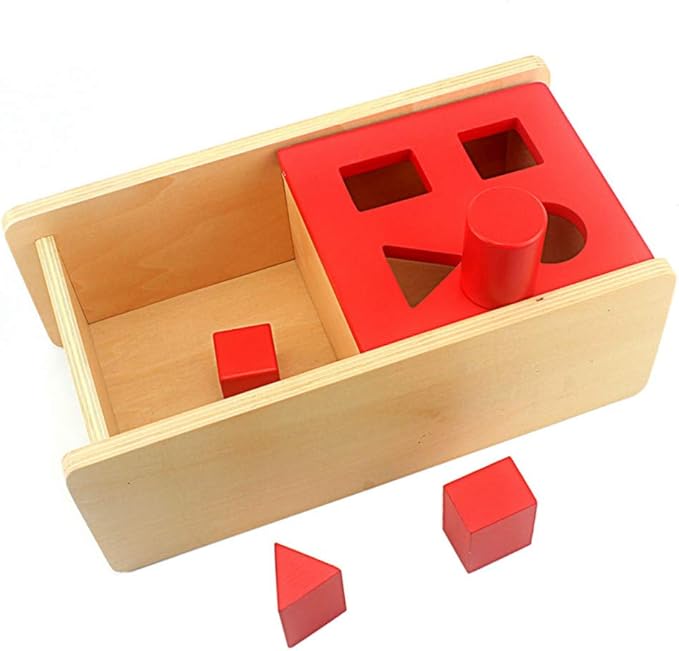 DANNI Montessori Baby Imbucare Box with Flip Lid 4 Shapes Wood Learning Educational Preschool Training Children Practical Life Skills Toy