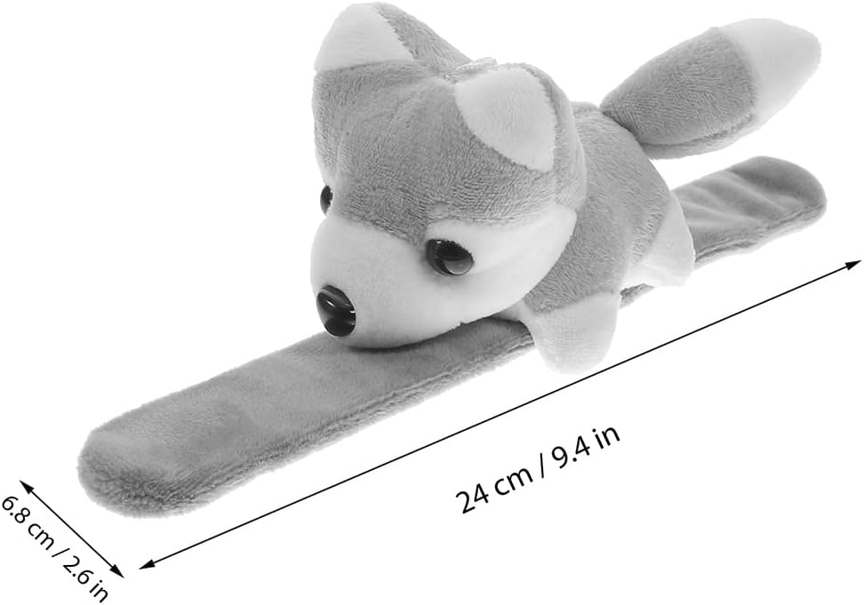 LOGOFUN 2Pcs Plush Dog Slap Bracelet Puppy Stuffed Animal Hug Slap Bracelet Birthday Party Favor (Grey)