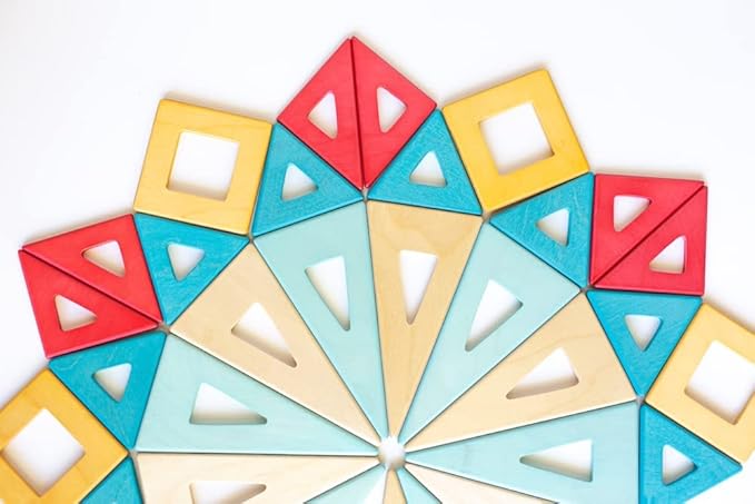 Wooden Magnetic Tiles by Big Future Toys - 100 Piece Set | Montessori Toys | Sensory Toys | Wooden Magnetic Blocks | STEM Building Toys | Wooden Blocks for Toddlers| Toddler Toys Age 3+
