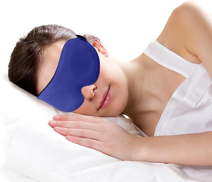 DTS Sleep Mask for Men Women Side Sleepers Eye Mask Zero Eye Lash Pressure 3D Complete Light Blocking Night Blindfold with Adjustable Strap Soft Shade Cover Sleeping Mask for Travel Nap Work Home Blue