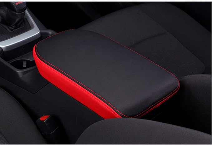 XITER Car Armrest Cover Saver, 1 Pc Center Console Pad Fit for Toyota RAV4 2019-2025, Central Console Armrest Box Protector Interior Accessories (Black skin and red skin)