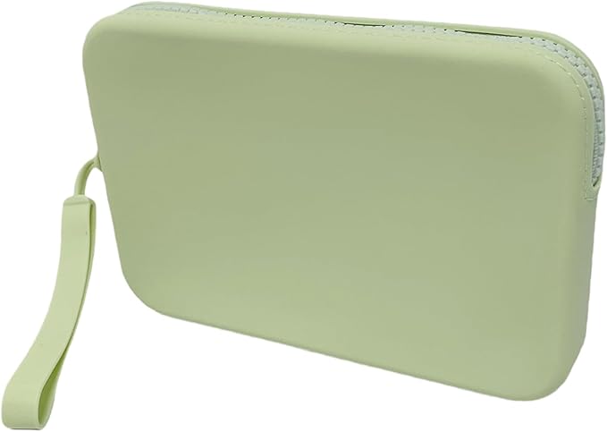 WHHJM Large Silicone Multifunctional Essential Bag Portable Travel Makeup Bag for Women Men Cards Cash Bag Zipper Pouch (Light Green)