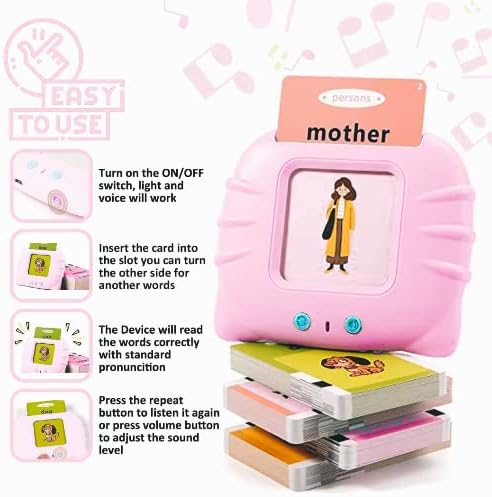 Talking Flash Cards for Toddler 1 2 3 4 Year Olds, Language Learning Toys, Autism Toys, Pocket Speech Therapy Toys, Montessori Toys with 224 Words, Children's Sensory Learning Educational Toys