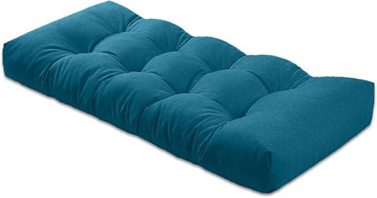 Bench Cushion 39 inches,Indoor/Outdoor Non-Slip Tufted Cushions, Premium Waterproof Linen, Soft Piano Sofa Cushions, High-Density Memory Foam(Dark Blue-39x19x4in)