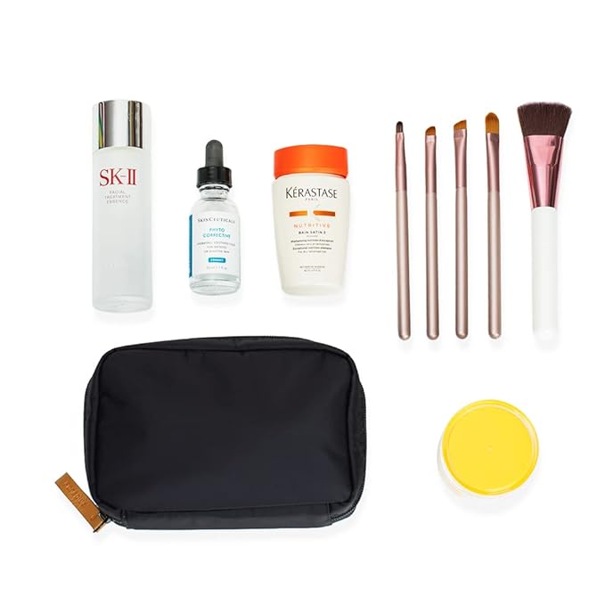 Hekyip Rectangular Beauty Bag, Small Travel Makeup Bag for Purse, Portable Waterproof Cosmetic Pouch for Ladies Women (Rectangular Inner Red)