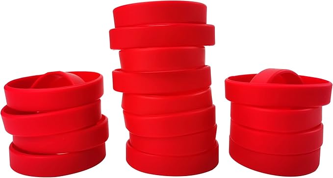 30 PCS Silicone Bracelets Wristbands for kid, Sports Rubber Elastic Wristband Bracelet for Party Decorations Favors Set Pack Red