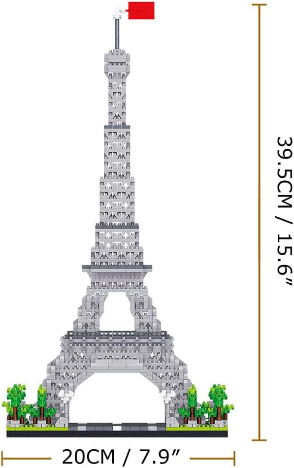 TzFioy France Paris Eiffel Tower Building Blocks Set (3585Pcs) Famous World Architecture Educational Toys Micro Bricks for Kids Adults