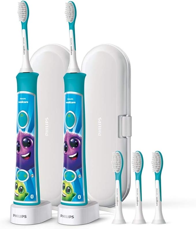 Philips Corded Electric Sonicare Kids Rechargeable Toothbrush with Built-in Bluetooth 2-Pack