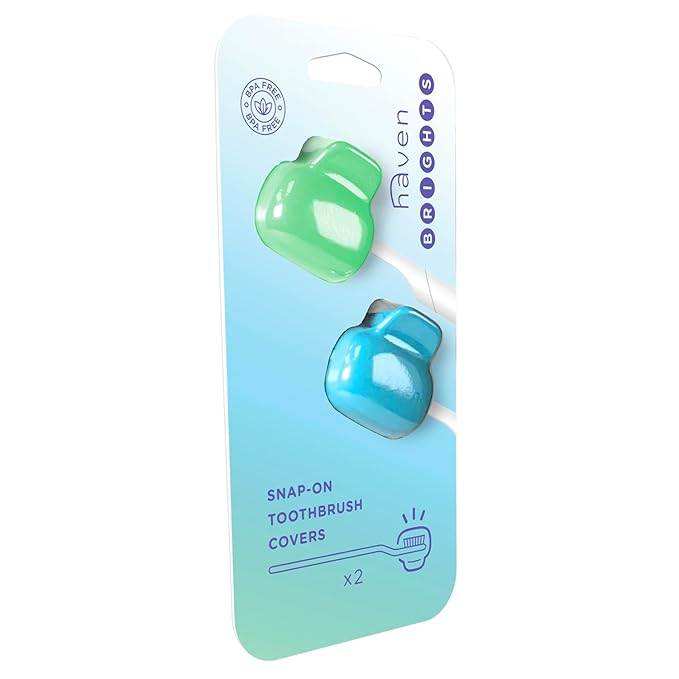 Haven Toothbrush Cover - Fits Electronic and Manual Toothbrushes - Toothbrush Case Holder for Travel - Set of Two Tooth Brush Cap Protectors (Emerald & Aqua)