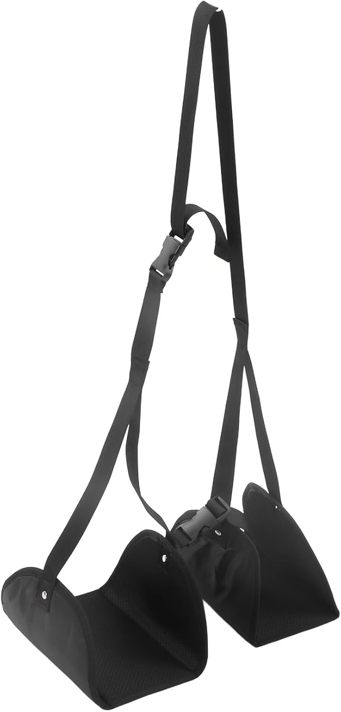 Travel Airplane Foot Pedal Hammock, Portable Foot Hammock Under Desk, Adjustable Shoulder Strap with Storage Bag, Lightweight Oxford Cloth Footrest for Office Chair and Long Flight