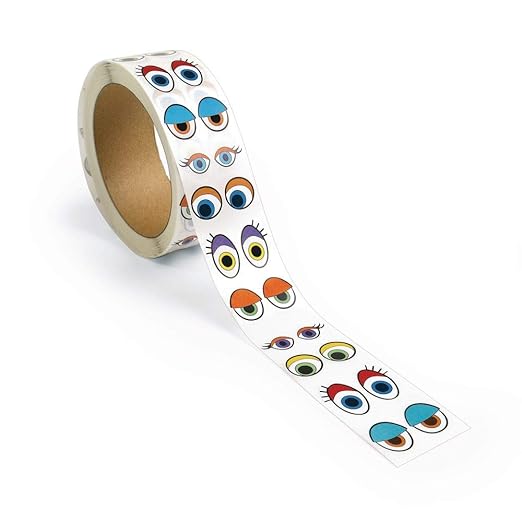 Colorations Colorful Eye Stickers, Roll of 2,000, Fun Eye Stickers for Crafts and Art Projects, Peel & Stick Eyes for Kids to Decorate their Crafts, Sticker Eyes in Assorted Shapes and Colors