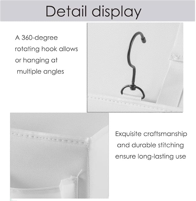 Bedside Caddy Bedside Storage Organizer ,Bed Caddy With Thickened Material Suitable for Homes, Dormitories, Hospitals, Cribs, RVs，Great for Magazines,Books ,Remote, Phone (white)