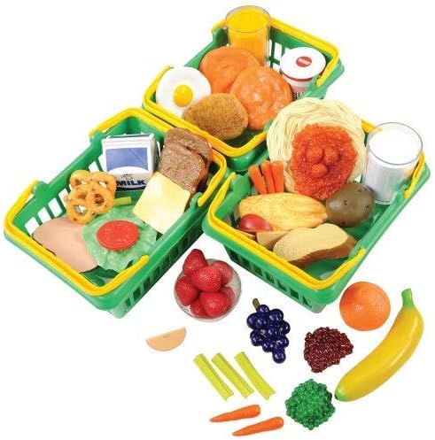 Learning Resources Pretend & Play Healthy Foods Set, 3 Baskets of Plastic Play Food, Ages 3+