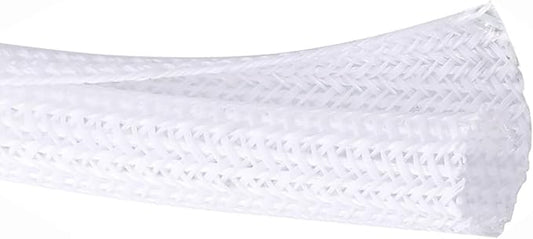 3/4"-50ft Extra-Long Braided Cable Sleeve Protector - Self-Wrapping Pet-Proof Wire Loom for Home Theater, Office, Car Engine, Chew-Resistant Cord Cover, White