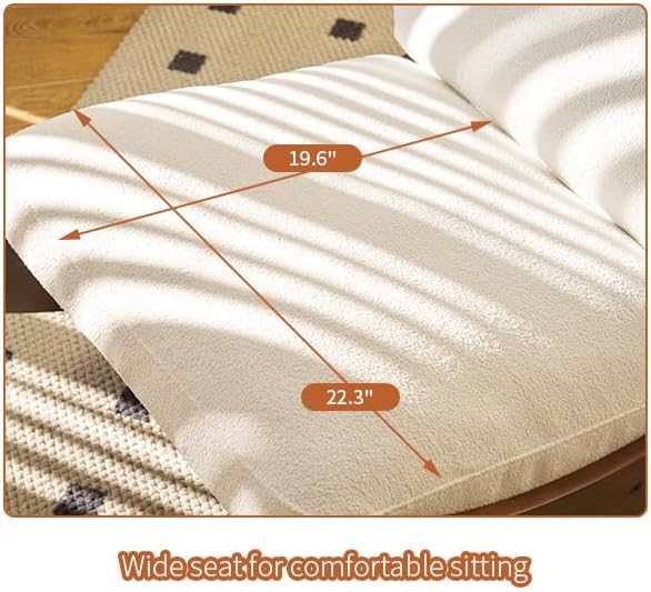 MFFM Comfortable Glider Rocking Chair, Upholstery Glider Chair, Solid Wood Frame, Perfect for Multiple Settings Accent Reading Chair for Bedroom,Living Room,Nursery (White)