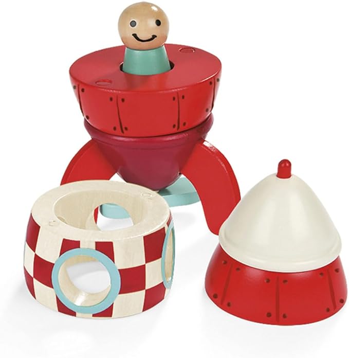 Janod Small Wood Magnetic Rocket Kit – 2 in 1 Game - Ages 2-6 - J05207
