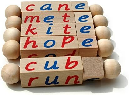 Silent E Reading Blocks - Teach Magic E to Preschoolers - Sight Word Educational Early Reader Wooden Twist Toy