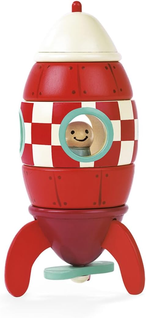 Janod Small Wood Magnetic Rocket Kit – 2 in 1 Game - Ages 2-6 - J05207