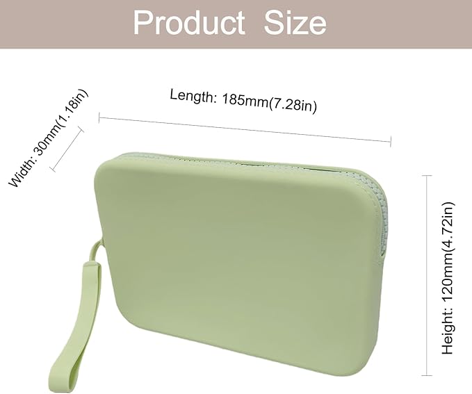 WHHJM Large Silicone Multifunctional Essential Bag Portable Travel Makeup Bag for Women Men Cards Cash Bag Zipper Pouch (Light Green)
