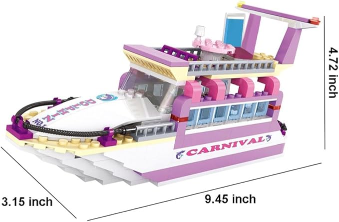BRICK STORY Dream Girls Cruise Ship Building Toys Playset Creative Friends Yacht Building Sets 318 Pieces Girls City Boat Model Building Kit Christmas Birthday Gift for Kids Age 6-12