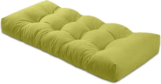Bench Cushion 42 inches,Indoor/Outdoor Non-Slip Tufted Cushions, Premium Waterproof Linen, Soft Piano Sofa Cushions, High-Density Memory Foam(Green-42x16 x 4 in)