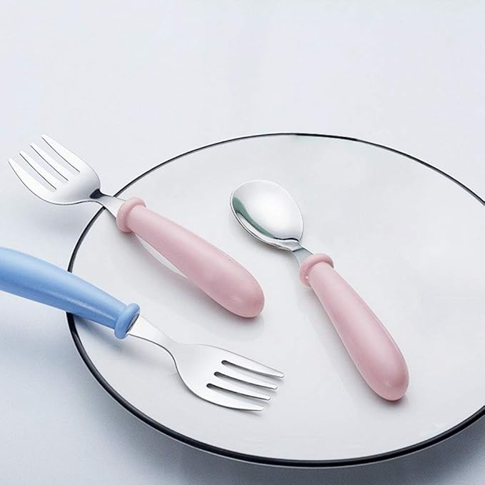 4 Pcs Toddler Utensils, Toddler Forks and Spoons,stainless Steel Baby Utensils Baby Silverware Set with Storage Box for Safe Dining