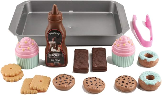 Cookie Play Food Set, Play Food for Kids Kitchen - Toy Food Accessories - Toy Foods with Play Baking Cookies and Cupcakes Plastic Food for Pretend Play, Kids Toddler Childrens Birthday Gifts