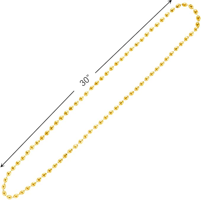 Let's Party Gold Plastic Bead Necklace - 30" (1 Count) - Perfect for Festive, Fun, and Stylish Celebrations