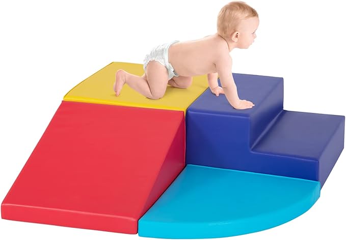 4-Piece Set Climbing Toys for Toddlers 1-3 and Climb Foam Play Set Babies Foam Blocks Toddler Climbing Toys Indoor Baby Climbing Toys Children’s Composite Toy for Crawling Climbing and Sliding
