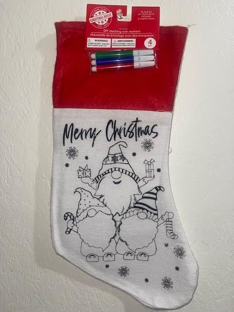 Christmas/Holiday 3 Pack-Color/Decorate Your-Own Christmas Stockings. Felt Material. Holiday Fun for Children Ages 3 and Up. (White/Red)