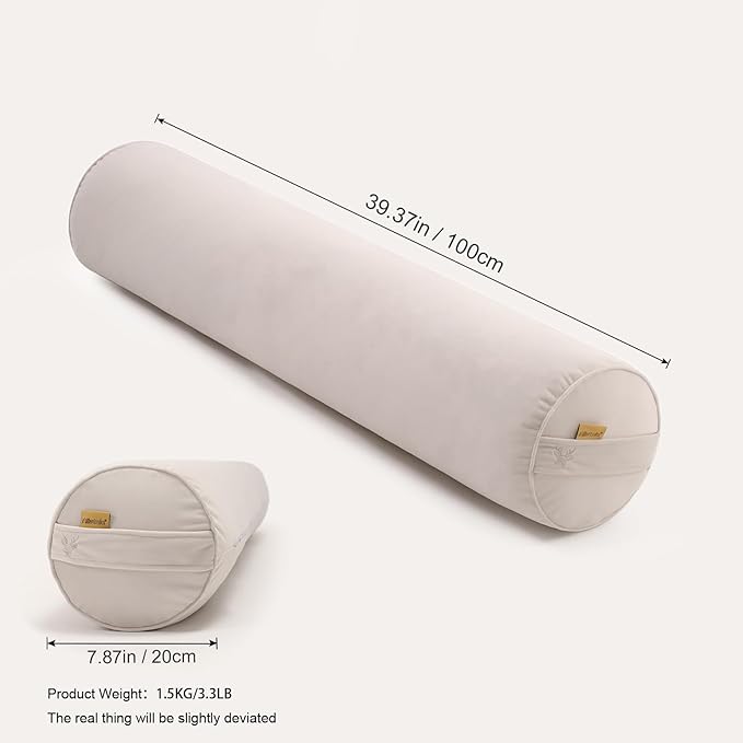 Body Pillow for Adults – Long Bolster Pillow for Bed, Round Cuddle Pillow, Full Support for Side Sleepers,39.37 x 7.87 Inches,Misty White