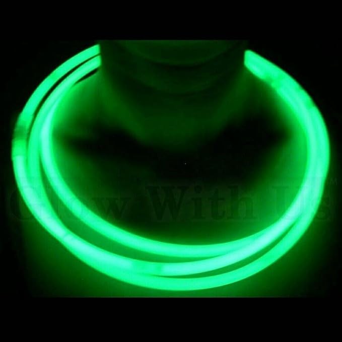 Glow Sticks Bulk Wholesale Necklaces, 600 22” Green Glow Stick Necklaces, Bright Color, Glow 8-12 Hrs, Connector Pre-Attached, Sturdy Packaging, GlowWithUs Brand