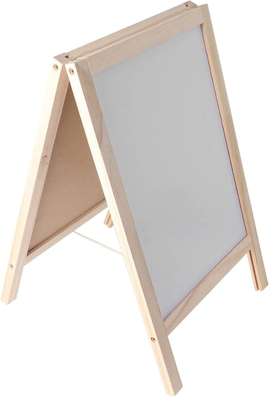 Jeanoko Kids Easel Whiteboard, Kids Easel Double Sided Foldable Standing Large Painting Space Poplar Structure Wooden Easel 25x40cm with Accessories