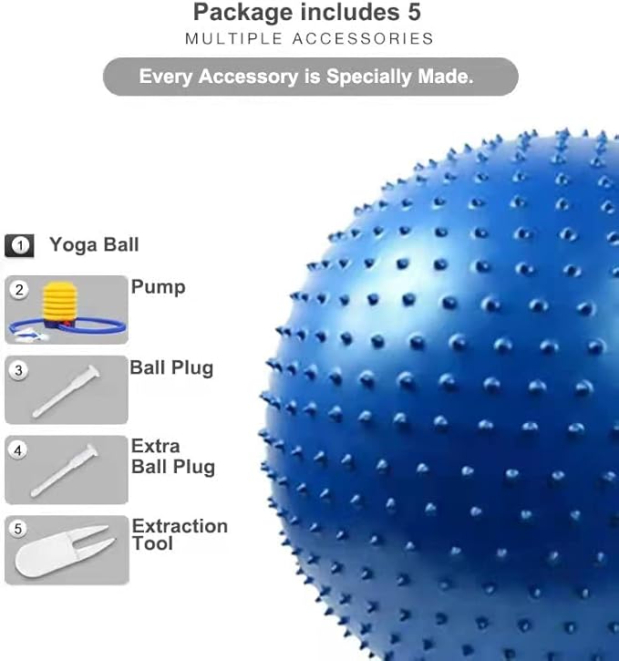 Large Sensory Massage Ball for Kids, 33.5" 85CM Bouncy Exercise Ball for Toddlers, Big Inflatable Ball with Tactile Spikes, Outdoor Ball Pool Ball Yoga Ball, Large Beach Ball (1 SET Bluish Gray BALL)