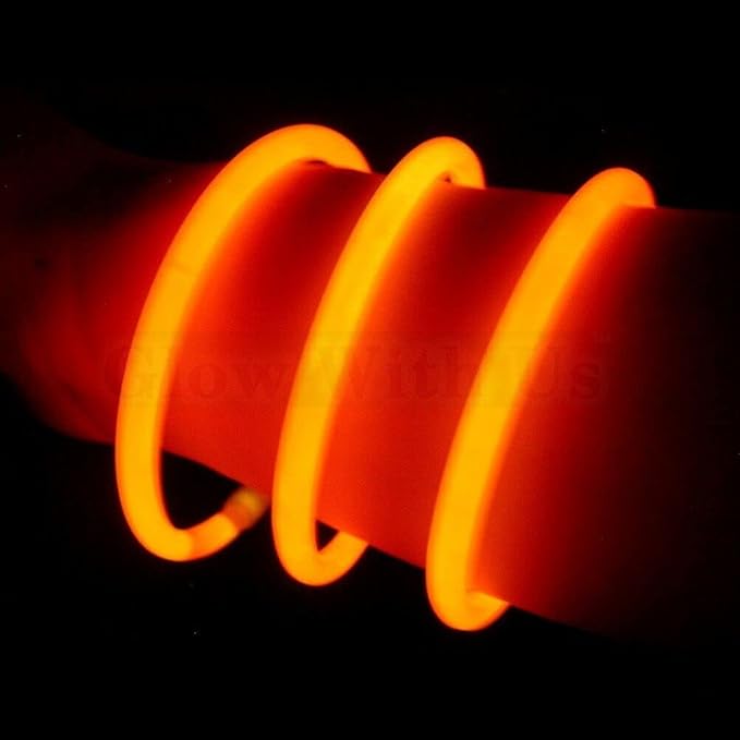 Glow Sticks Bulk Wholesale Bracelets, 2500 8” Orange Glow Stick Glow Bracelets, Bright Color, Glow 8-12 Hrs, Glow Party Favors Supplies, Sturdy Packaging, GlowWithUs Brand