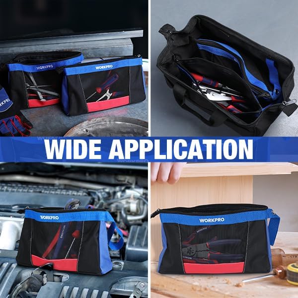 WORKPRO 12" Tool Pouches with Zipper, Utility Bag Pouch for Tool Organizers and Storage, Small Tool Bag, Multipurpose Storage pouch 2-Pack
