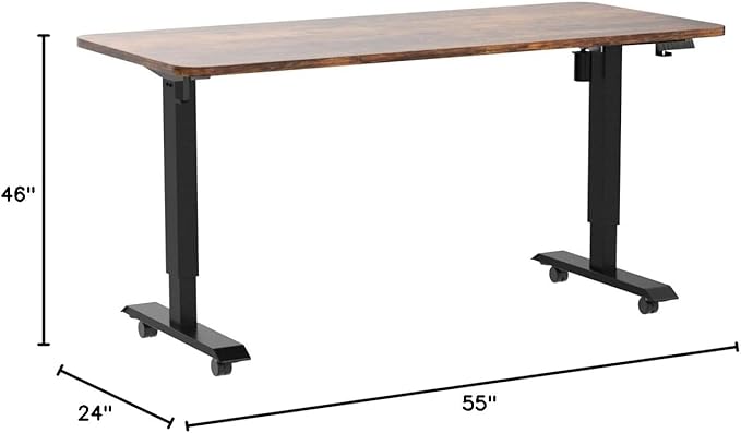 Monomi 55" Electric Standing Desk,Height Adjustable Home Office Sit Stand Up Computer PC Table,Tall Standup Workstation, Gaming, Writing, Study,Bedroom Rising Desks with Two-Piece Desktop,Brown
