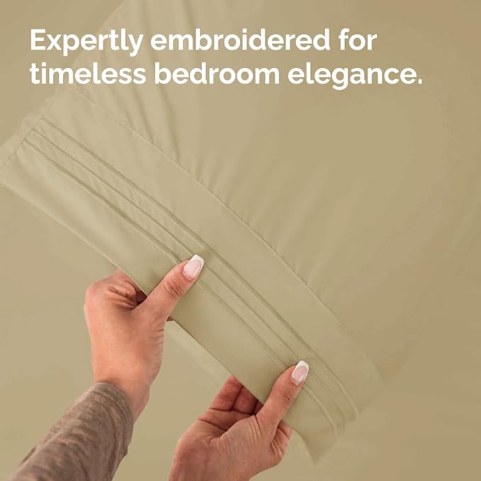 King Pillow Cases Set of 8 - Ultra Soft Hotel Quality Pillowcase Covers - Comfy & Wrinkle Free - Shrink, Stain and Fade Resistant - Easy-Care, Machine Washable Pillow Protectors - 8 Piece Set - Beige