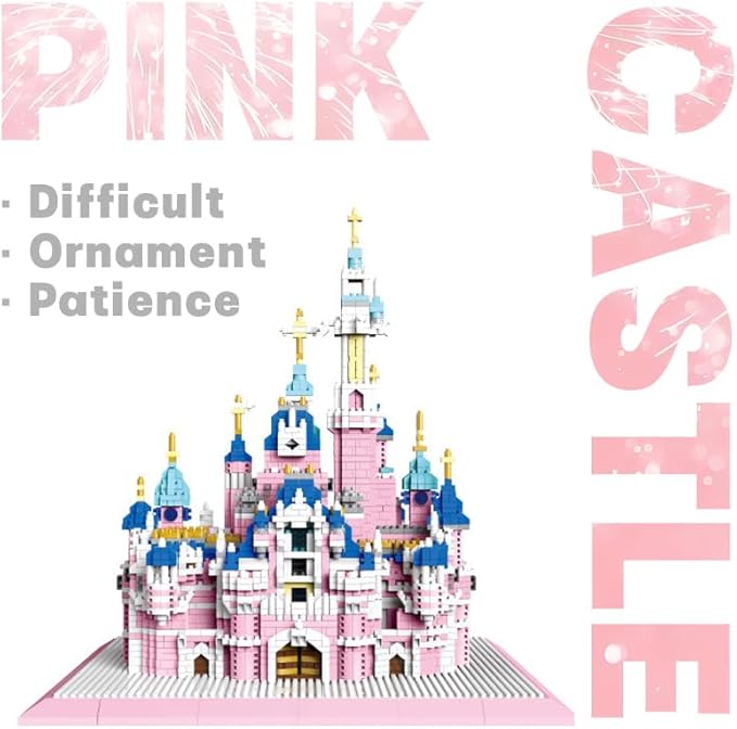 Pink Castle Mini Micro Building Blocks Set Perfect for Girls Age 8-12 Includes Building Blocks SETS ARCHITECTURE, HOME ALONE Building Blocks SET,Architecture Building Blocks sets(3600PCS)