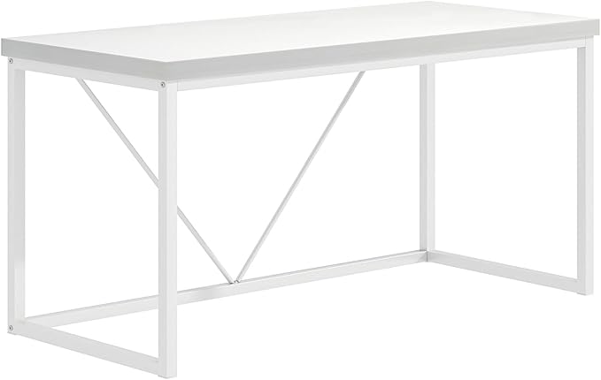 EXCEFUR Home Office Desk, Modern Wood Computer Desk, Wood Study Writing Table, Simple Gaming Executive Desk Workstation for Bedroom Living Room, White, 53 inch