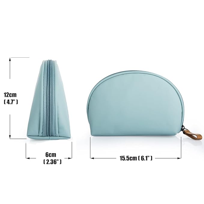 Hekyip Half Moon Cosmetic Beauty Bag for Purse Travel Handy Makeup Pouch for Women Girls (Mint)