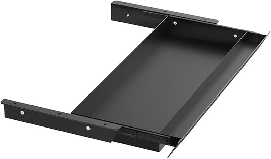 Large Under Desk Mounted Sliding Drawer with Pencil Tray and 60 Degree Tilt Panel to Pull Out, 26'' Long & 13'' deep Large Storage Organizer for Sit Stand Workstation