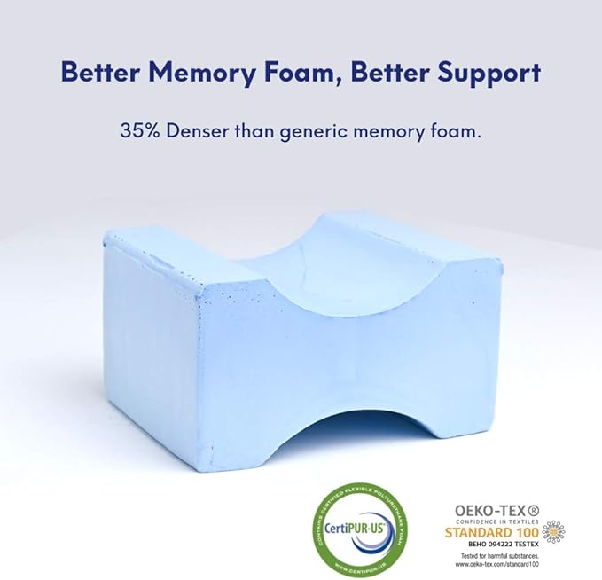C CUSHION LAB Extra Support Orthopedic Knee Pillow for Side Sleepers - Healthy Alignment Leg Pillow for Sleeping - Hip, Pregnancy, Sciatica, & Back Pain Relief - Memory Foam Contour Wedge - Large Size