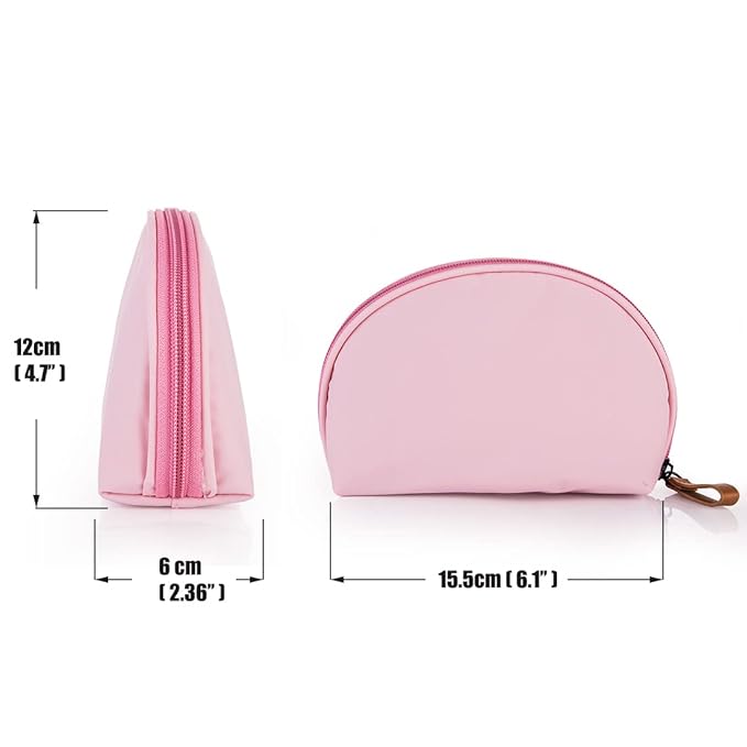 Hekyip Half Moon Cosmetic Beauty Bag for Purse Travel Handy Makeup Pouch for Women Ladies (PINK)