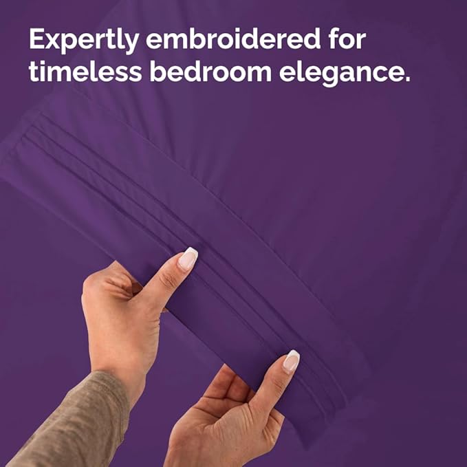 Queen Pillow Cases Set of 10 - Ultra Soft Hotel Quality Pillowcase Covers - Comfy & Wrinkle Free - Shrink, Stain & Fade Resistant - Easy-Care, Machine Washable Pillow Protectors - 10 Pcs Set - Purple