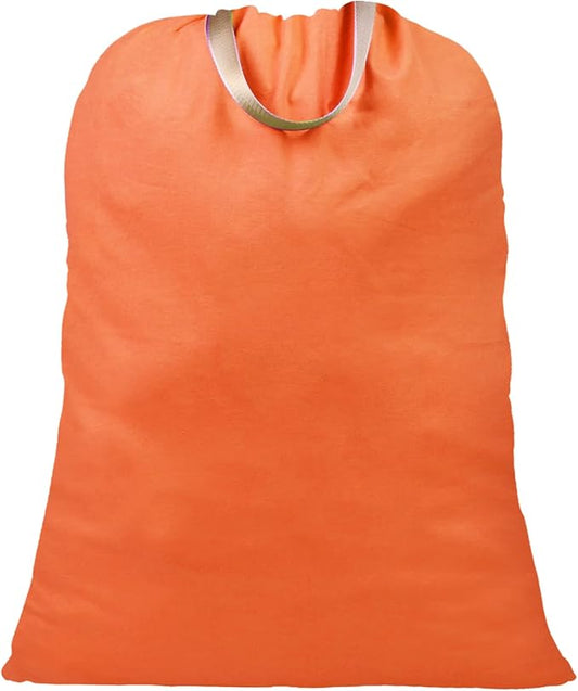 LOLOMLO Extra Large Canvas Laundry Bags with Handles & Drawstring Closure, Heavy Duty Tears Resistant Clothes Storage Travel Bags,25.5"x34",Orange
